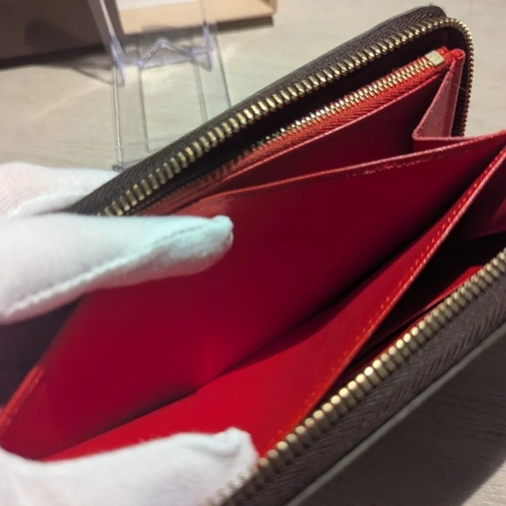 Louis Vuitton Monogram Zippy Wallet  With Red Interior And COA